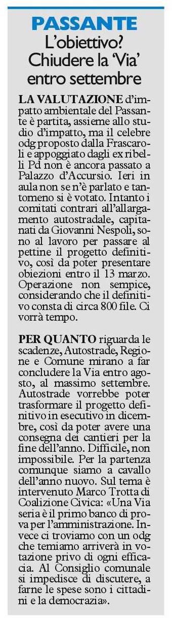 Passante: una discussione seria sulla VIA è problema di democrazia e salute pubblica