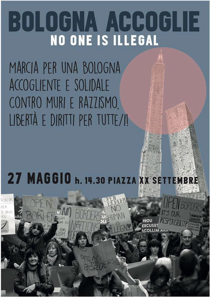 Partecipiamo alla Marcia del 27 Maggio per una Bologna accogliente e solidale