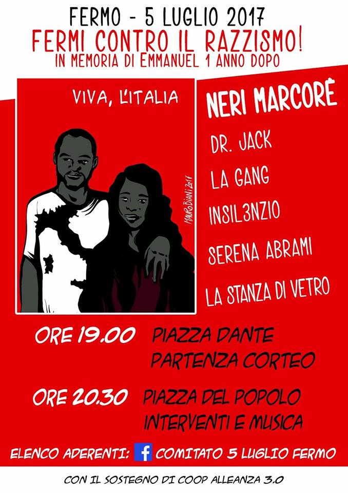 Manifestazione “Fermi contro il razzismo!” in ricordo di Emmanuel Chidi Namdi