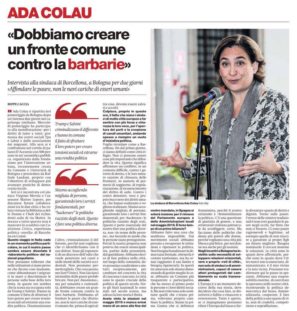 La lezione di  Ada Colau a Bologna: Le città inventano la politica