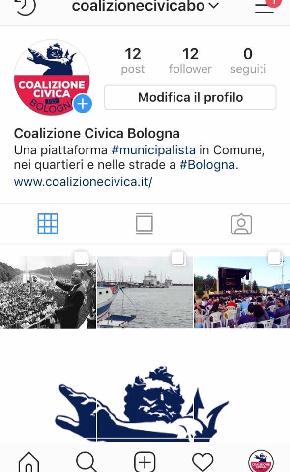 Da oggi Coalizione Civica è anche su Instagram! Seguici @coalizionecivicabo