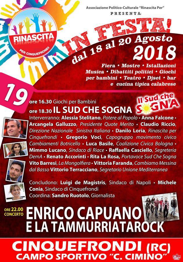 Con Rinascita per Cinquefrondi alla festa “Il Sud che Sogna”