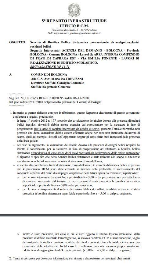 Prati di Caprara: la bonifica dipende dalla destinazione dell’area. Come abbiamo sempre detto