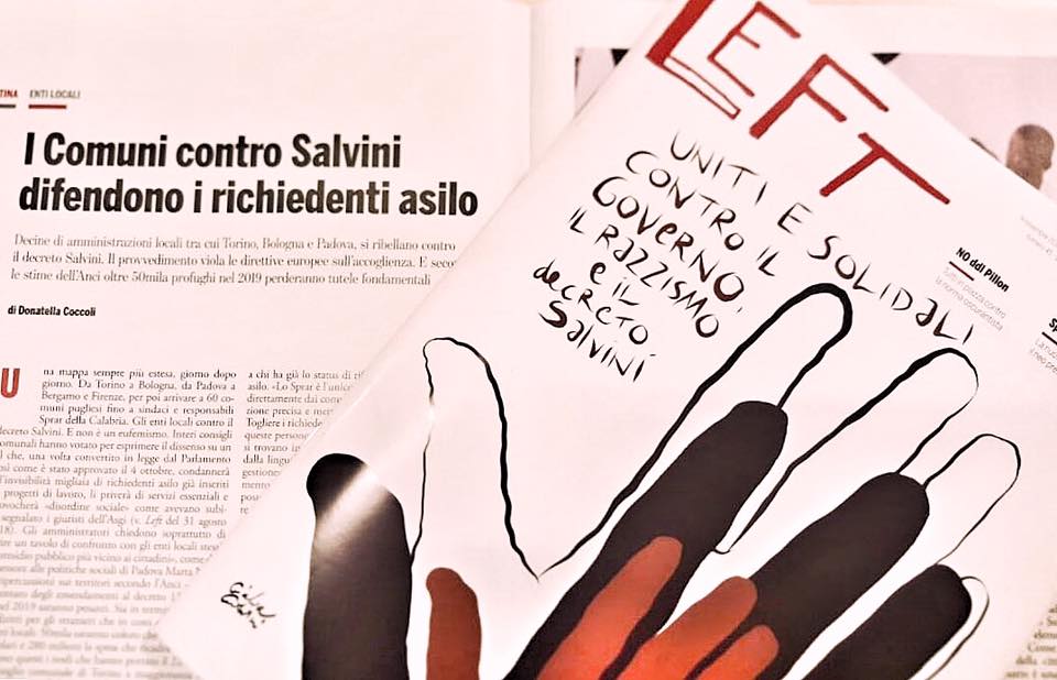 I comuni contro Salvini. Un articolo su LEFT in edicola parla di noi