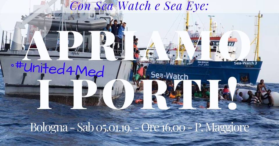 Con Sea Watch e Sea Eye: Apriamo i porti! Presidio a Bologna