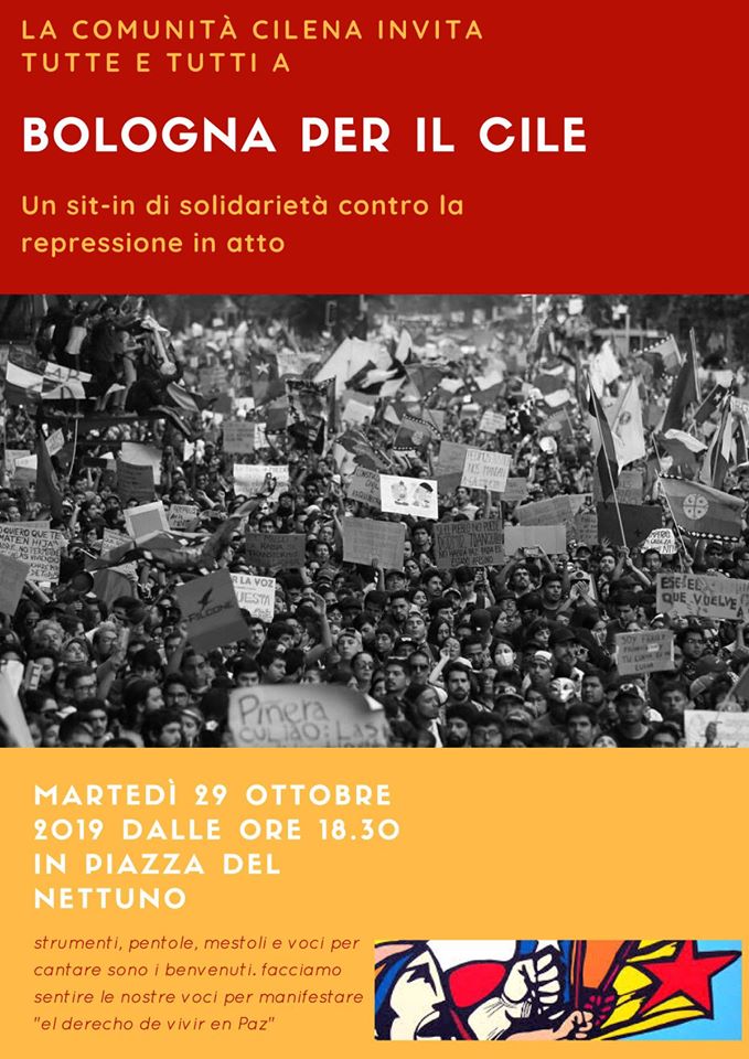 Bologna per il Cile-Sit in di solidarietà contro la repressione