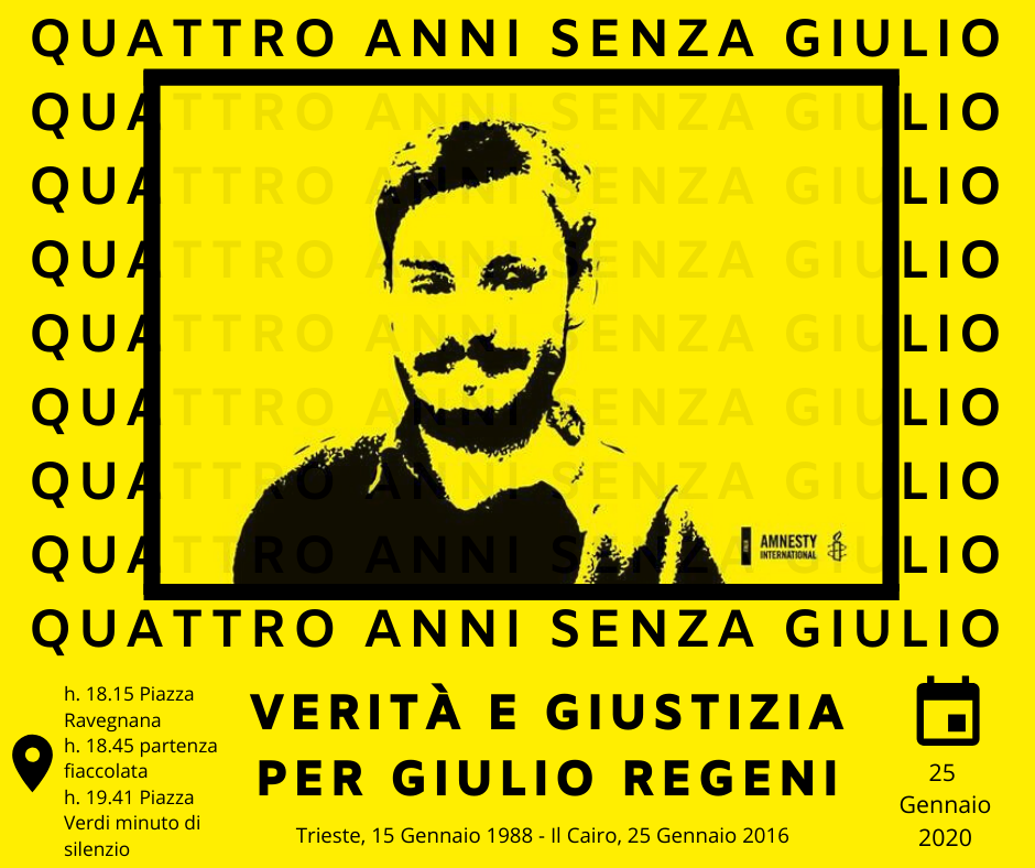 4 anni senza Giulio – Verità e Giustizia per Giulio Regeni