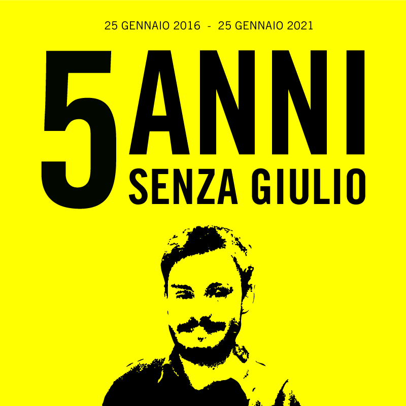 Cinque anni senza Giulio. Verità e giustizia per Giulio Regeni.