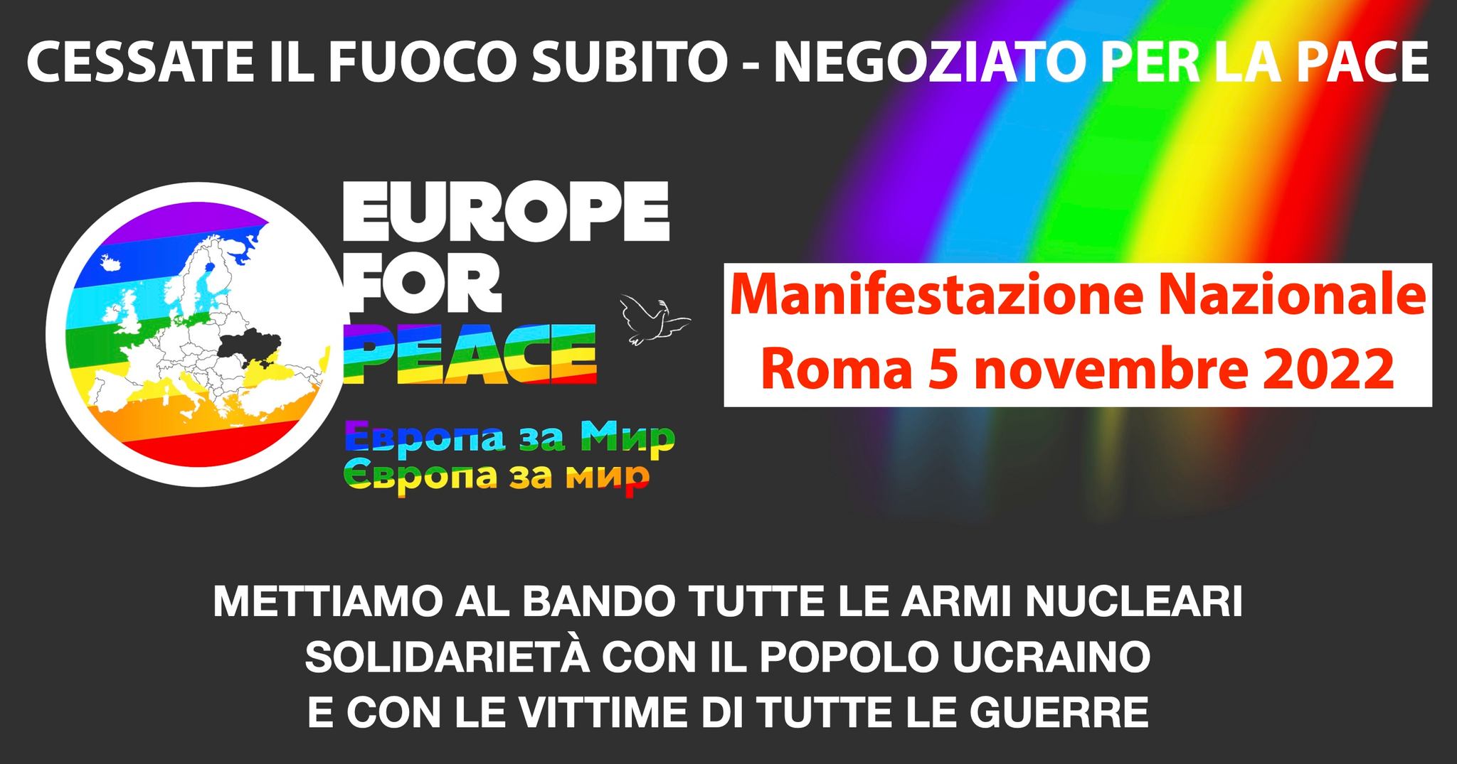 CESSATE IL FUOCO SUBITO, NEGOZIATO PER LA PACE! Il 5 novembre manifestazione nazionale a Roma.