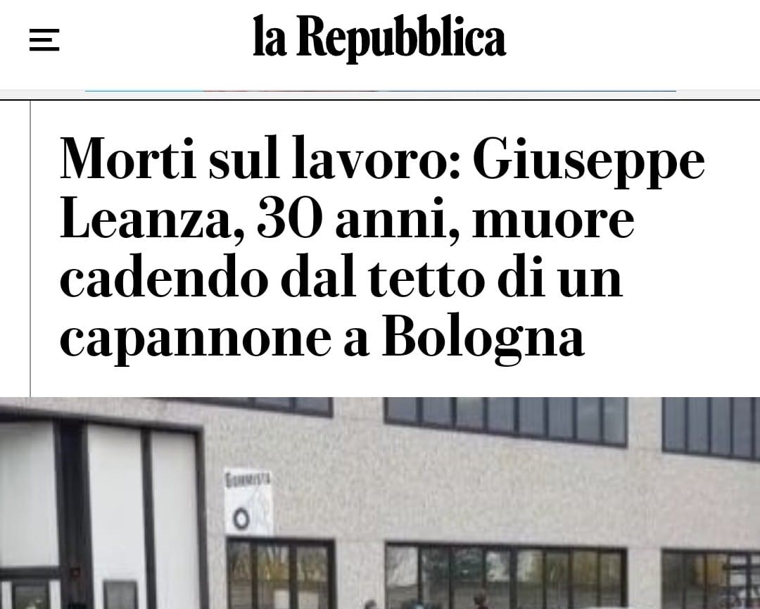 A Giuseppe Leanza, morto di lavoro nella nostra città