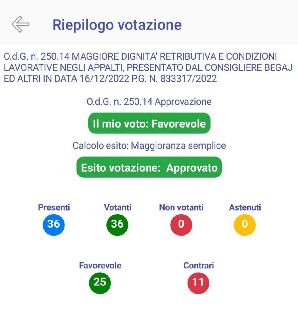 BILANCIO DI PREVISIONE 2023-2025. L’ordine del giorno di Coalizione Civica per il salario minimo e per migliorare le condizioni lavorative e retributive negli appalti pubblici.