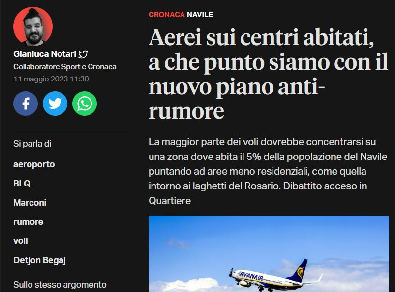 Aeroporto e vivibilità delle aree circostanti: serve fare molto di più!