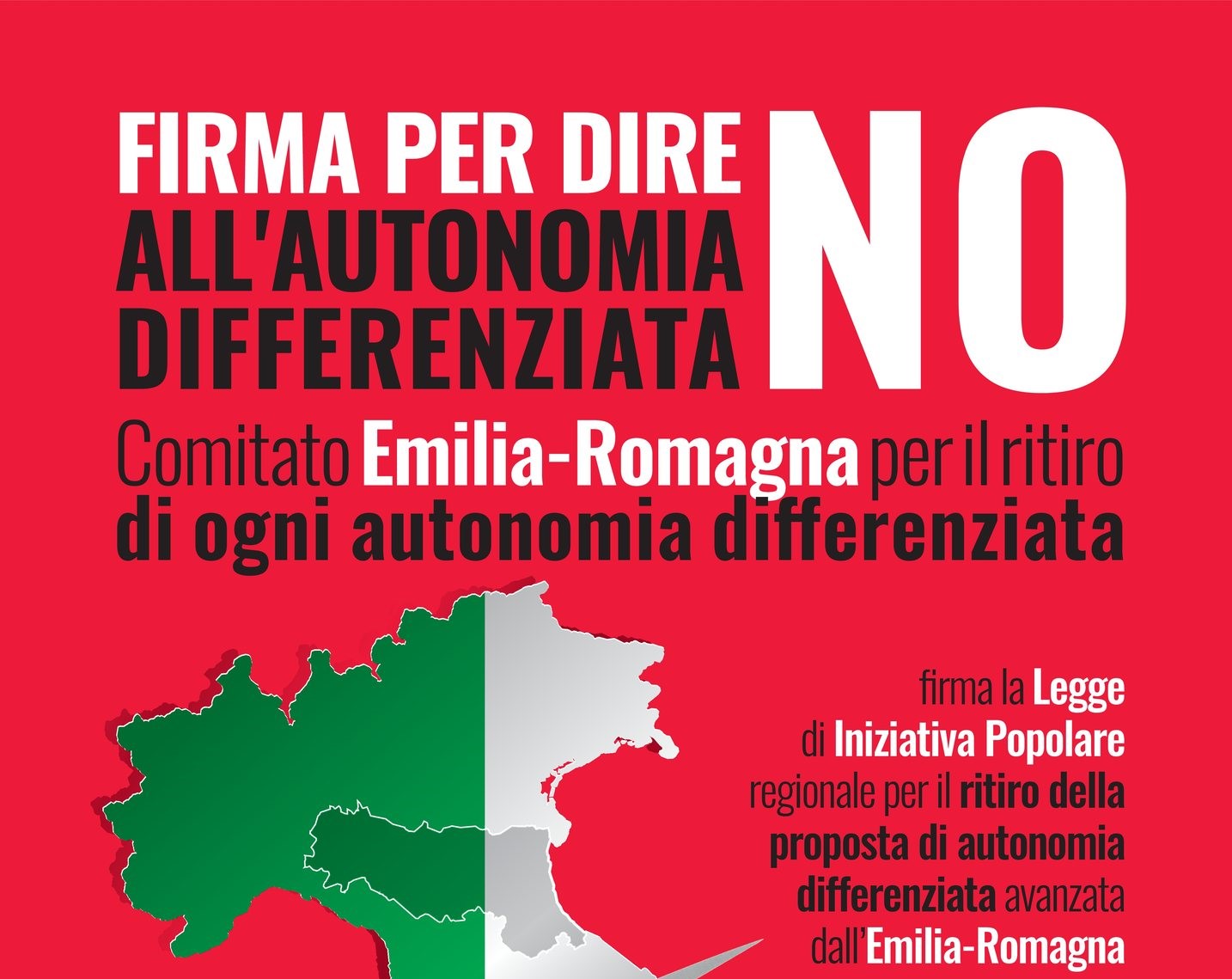 16 settembre: “Firma Day” per la Legge regionale di Iniziativa Popolare promossa dal Comitato No Autonomia Differenziata Emilia-Romagna.